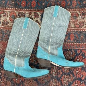 Steve Madden Blue Suede Leather Cowboy Boots